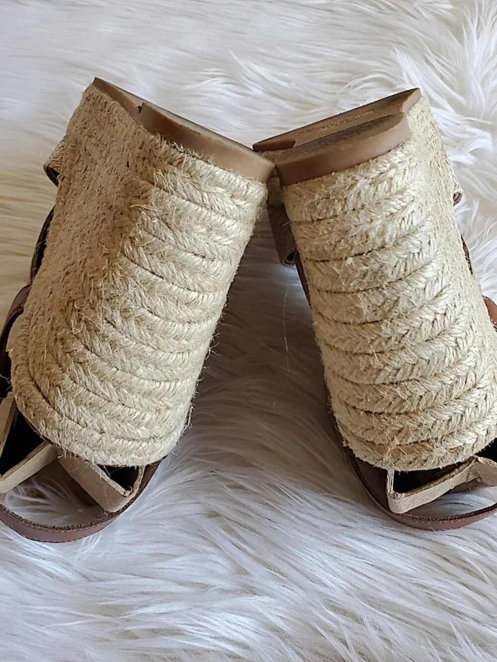Time and Tru Women's Browne Braided Square Toe Espadrille Wedge Sandals SZ 11